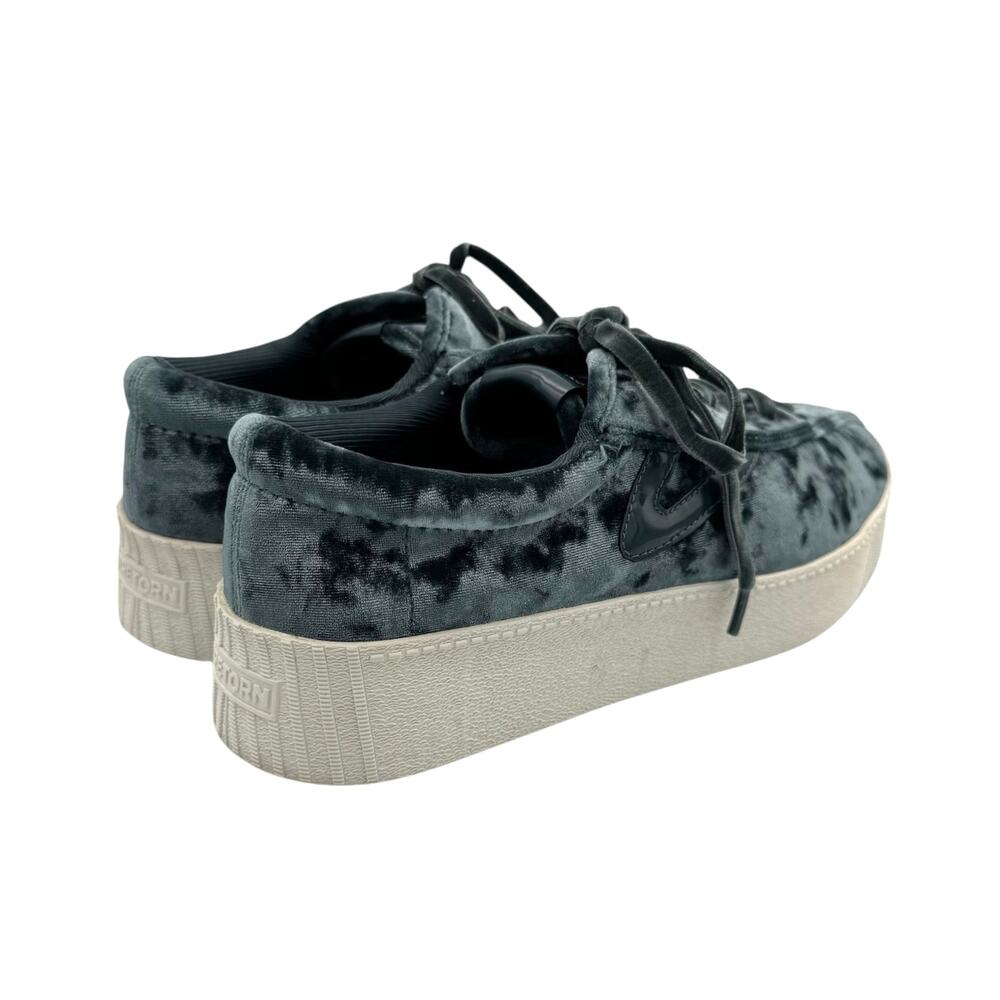 Tretorn Nylite 4 Bold Teal Blue Crushed Velvet Lace Up Platform Fashion Sneakers - Picture 5 of 11